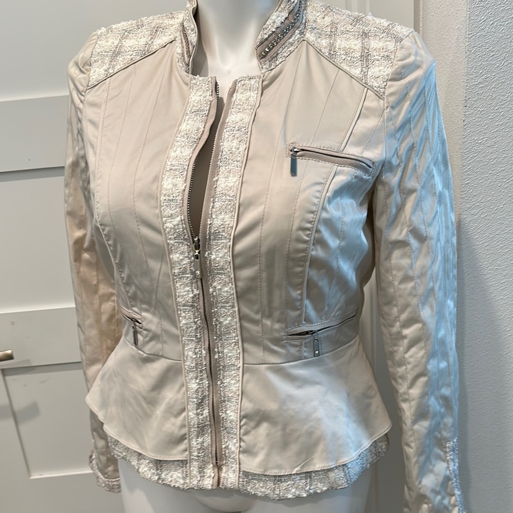 NWT WHBM Moto-Style Blazer with Structured Fit & Peplum Waist Size 12